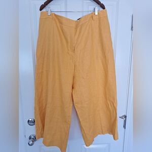 Worthhington yellow linen wide leg grop pants size 18W